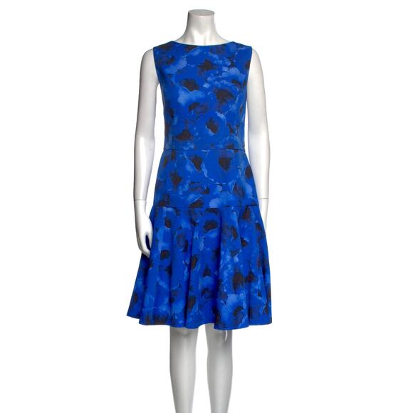 $2295 MICHAEL KORS COLLECTION Made in Italy Blue Black Floral Designer Dress 14 - Picture 6 of 15